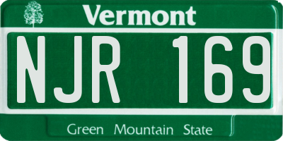 VT license plate NJR169