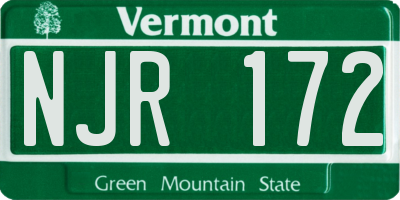 VT license plate NJR172