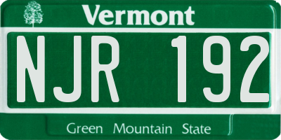 VT license plate NJR192