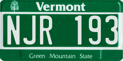 VT license plate NJR193
