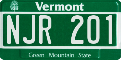 VT license plate NJR201