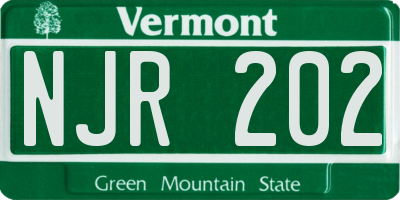 VT license plate NJR202