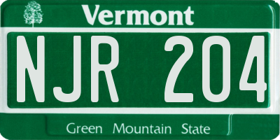 VT license plate NJR204