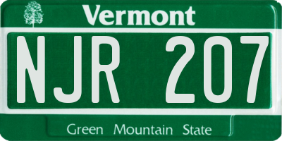 VT license plate NJR207