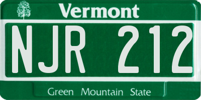 VT license plate NJR212