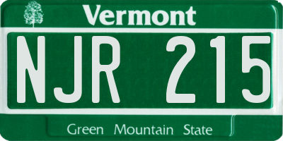 VT license plate NJR215