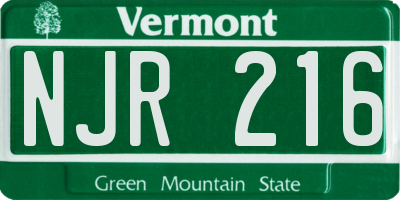 VT license plate NJR216