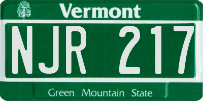 VT license plate NJR217