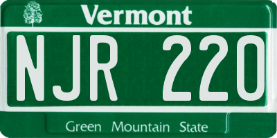 VT license plate NJR220