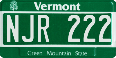 VT license plate NJR222