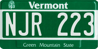 VT license plate NJR223