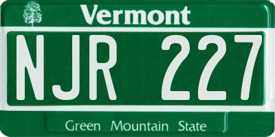 VT license plate NJR227