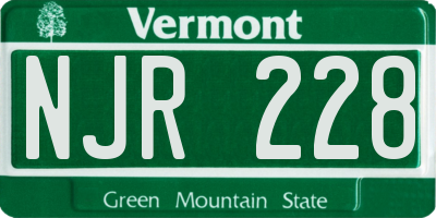 VT license plate NJR228