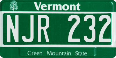 VT license plate NJR232