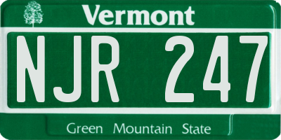 VT license plate NJR247