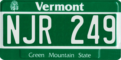 VT license plate NJR249