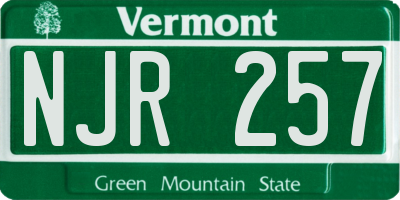 VT license plate NJR257
