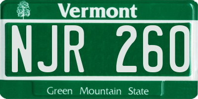 VT license plate NJR260