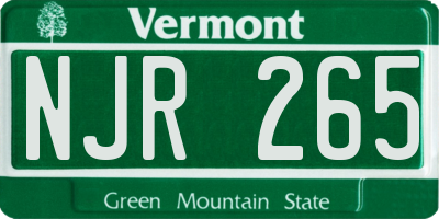 VT license plate NJR265