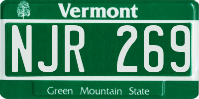 VT license plate NJR269