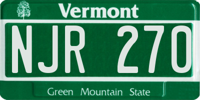 VT license plate NJR270