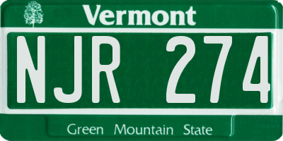 VT license plate NJR274