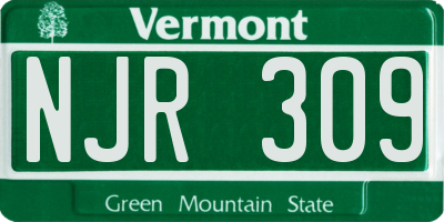 VT license plate NJR309