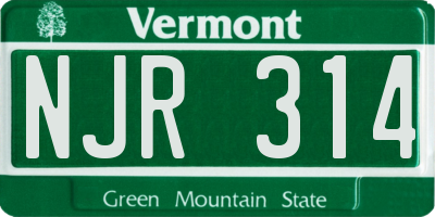 VT license plate NJR314