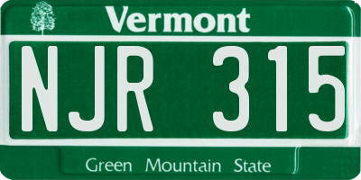 VT license plate NJR315