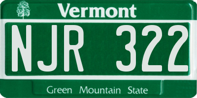 VT license plate NJR322
