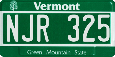 VT license plate NJR325