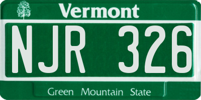VT license plate NJR326
