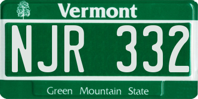 VT license plate NJR332