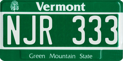 VT license plate NJR333