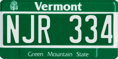 VT license plate NJR334