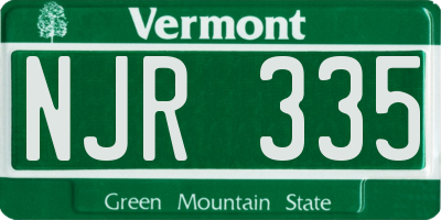 VT license plate NJR335