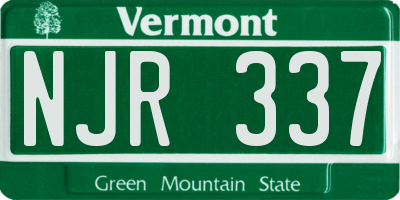 VT license plate NJR337