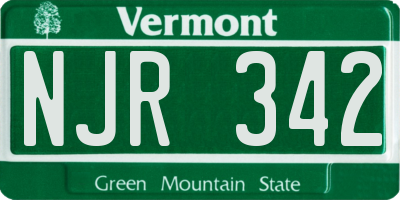 VT license plate NJR342