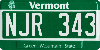 VT license plate NJR343