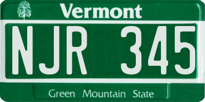 VT license plate NJR345