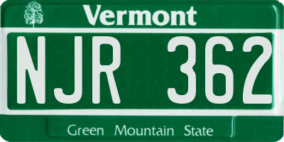 VT license plate NJR362