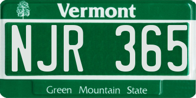 VT license plate NJR365