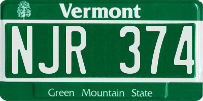 VT license plate NJR374