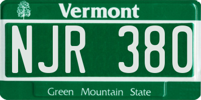 VT license plate NJR380