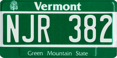 VT license plate NJR382
