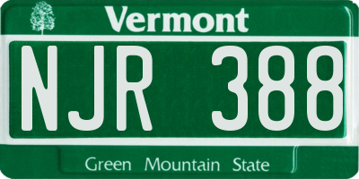 VT license plate NJR388