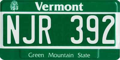 VT license plate NJR392
