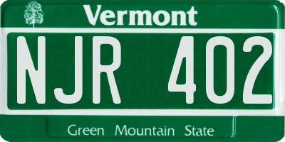 VT license plate NJR402