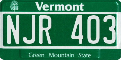 VT license plate NJR403