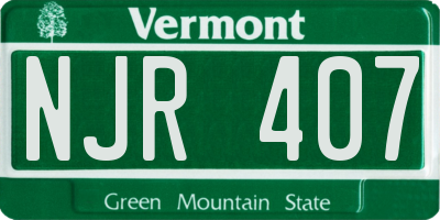 VT license plate NJR407